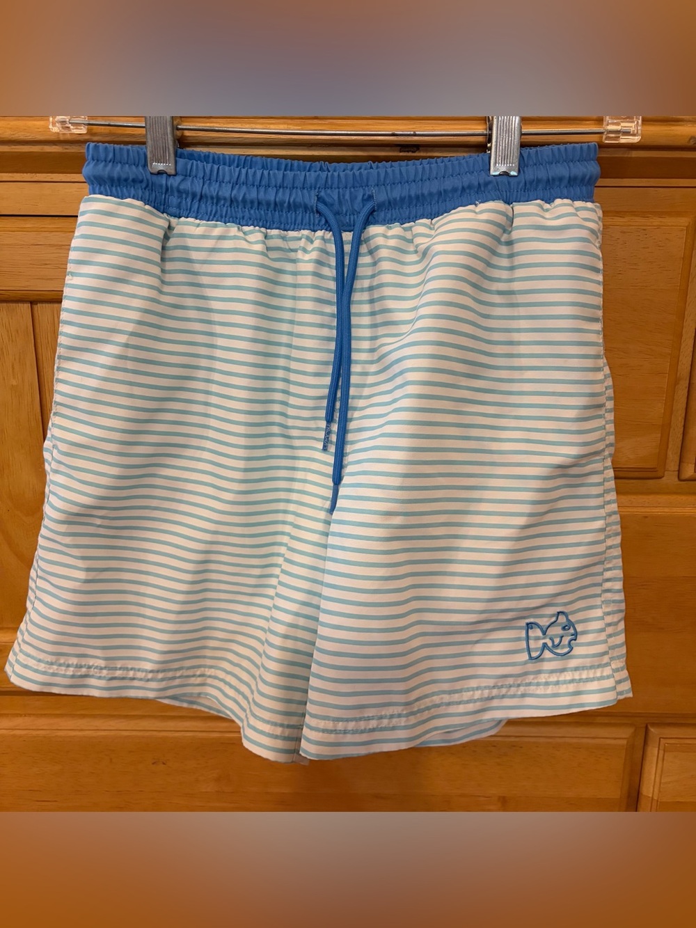 Prodoh Marina Blue Stripe Swim Trunks w/Compression Short Liner Size Med. 10-12